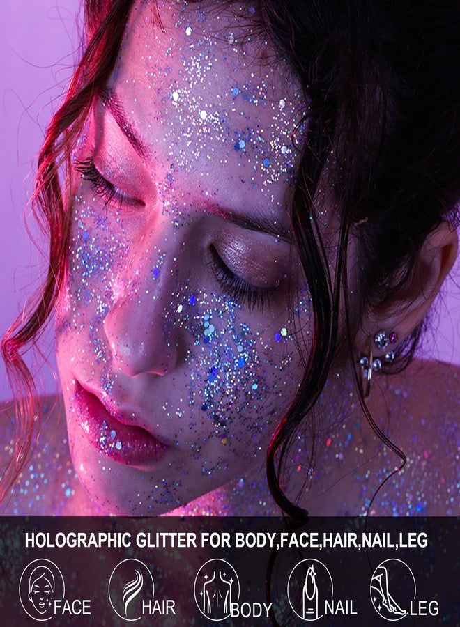 LATIBELL Glow in The Dark Body Face Glitter Gel for Women, 6 Colors Glitter Gel Makeup Chunky Fine Glitter, UV Black Light Accessories for Body/Face/Hair/Eyeshadow, Carnival Party(Not Loose Glitter) - Image 3